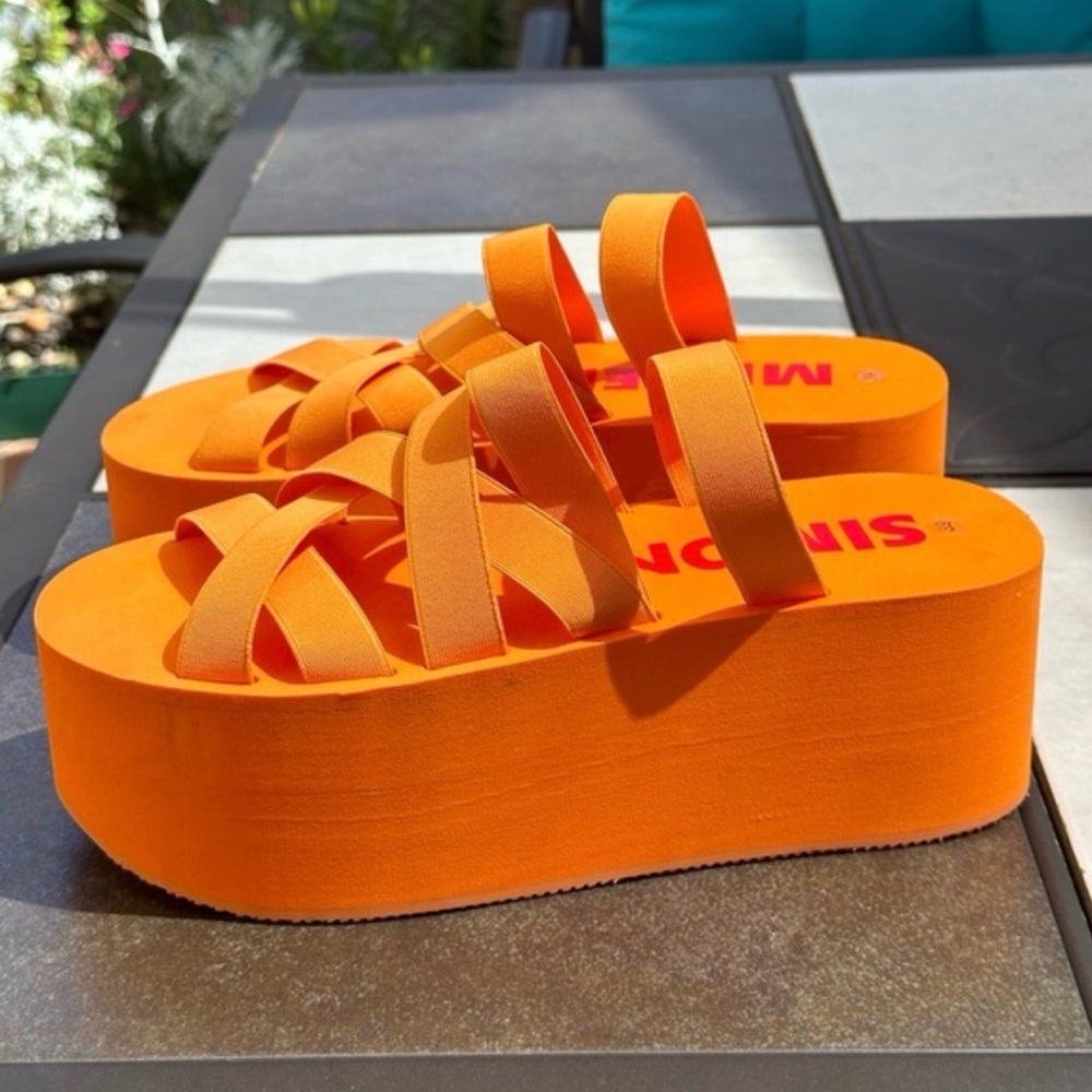 Simon Miller Orange Strappy Foami Platform Sandals